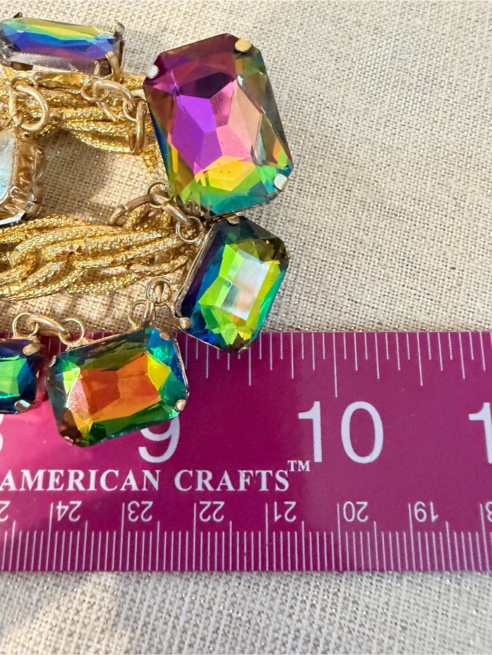Gold Chain Statement Necklace with Multicolor Aurora Crystals - Picture 4 of 5